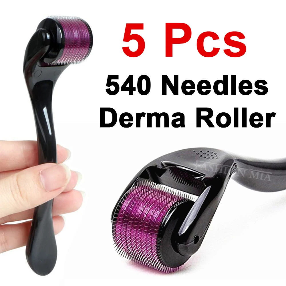 Titanium Derma Roller 5 Pcs Hair Growth Beard 540 Microneedle Roller for Facial Skin Care Body MTS Micro Needle Treatment derma roller