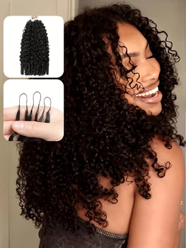 Capelli umani ricci birmani per crochet, senza nodi, pre-separati, leggeri, riutilizzabili, extension di capelli Remy 12A