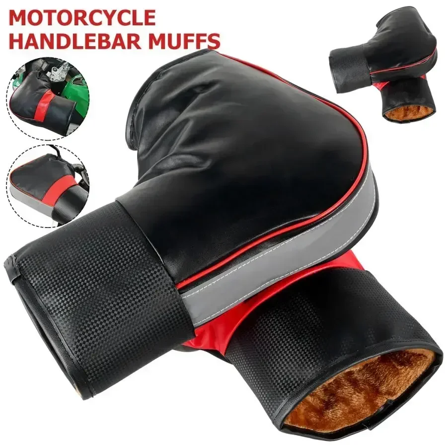 1Pair Motorcycle Handlebar Muffs Protective Electric Vehicle Scooter Warm Grip Handle Bar Muff Rainproof Winter Warmer Gloves
