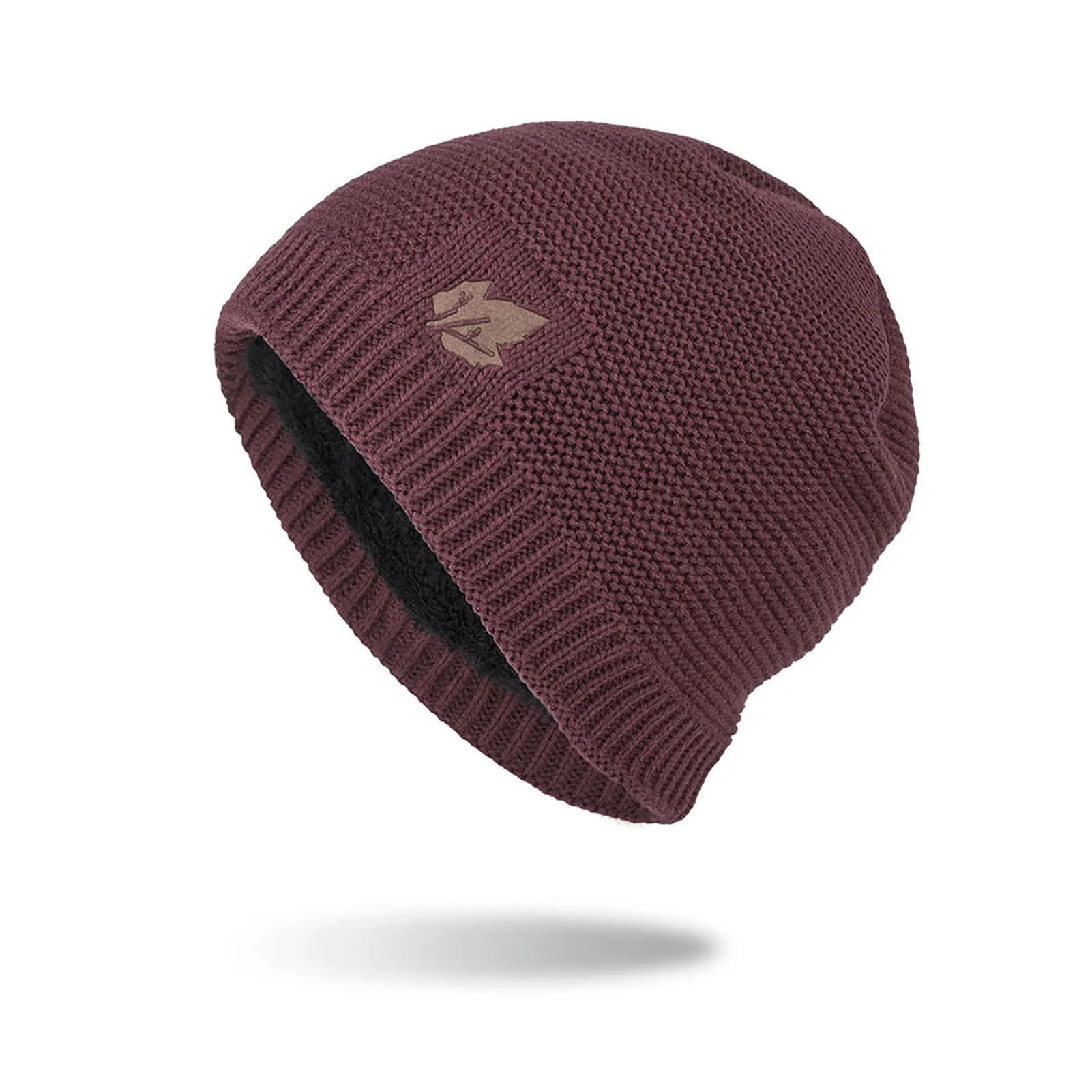 

Winter Daily Baggy Skull Cap with Durable Fluffy Classic Leaf Label Design for Cold Weather Head Warmer Accessories