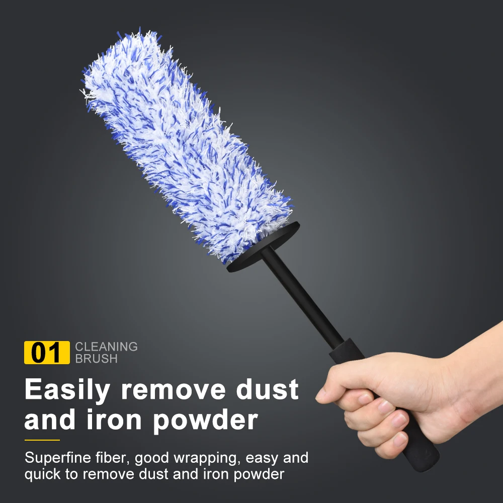 Car Wash Super Brush Plush Premium Wheels Brush Non-Slip Handle Easy To Cleaning Rims Spokes Wheel Barrel Car Accessories 2