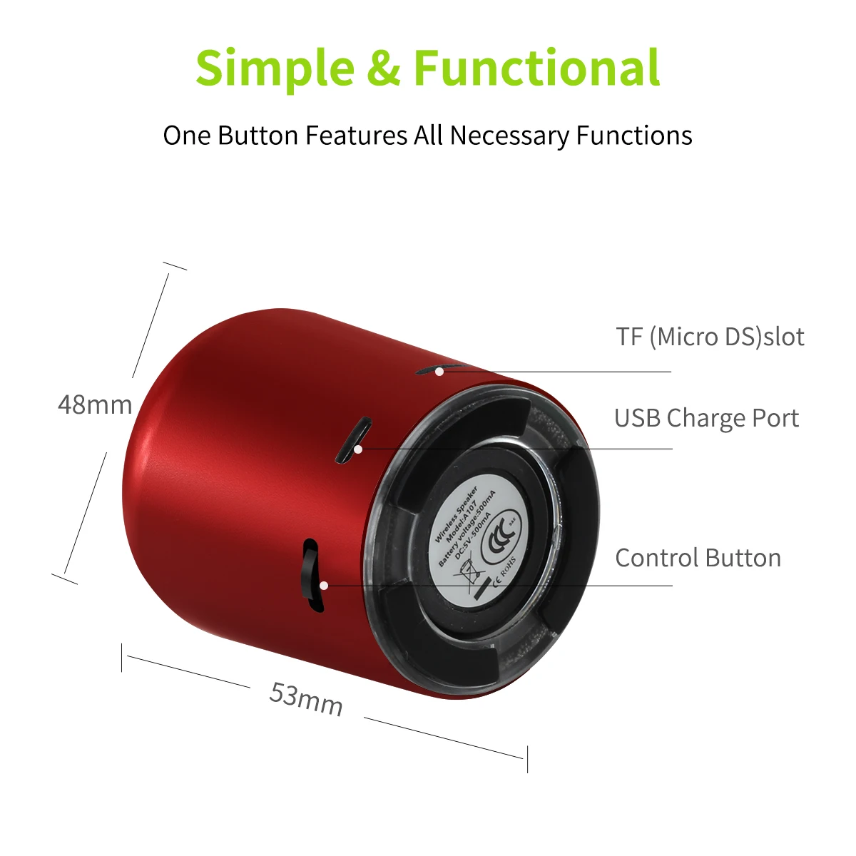 EWA Mini Bluetooth Speaker A107s TWS Speakers Enhance Impactive Bass Boombox Powerful HD Sound and 8 Hours Play Time Metal Body