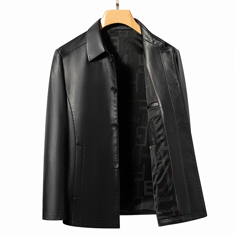 YN-2332 Men's New Thin Lapel Leather Jacket With Single Breasted Genuine Leather Jacket, Spring And Autumn Suit Sheepskin Jacket