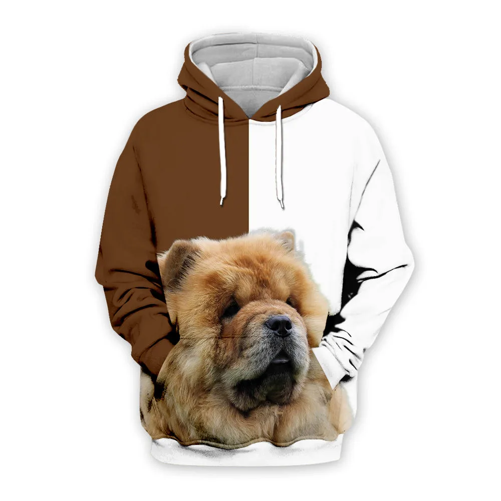 HX Animals Hoodies 3D Graphic Animals Dogs Chow Chow Hoodie Sweatshirt Pets Pocket Pullovers Harajuku Streetwear