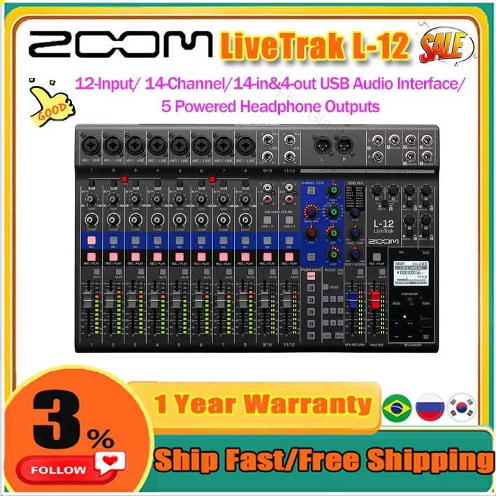 ZoomLiveTrakL1212ChannelDigitalMixerMultitrackRecorderfor
