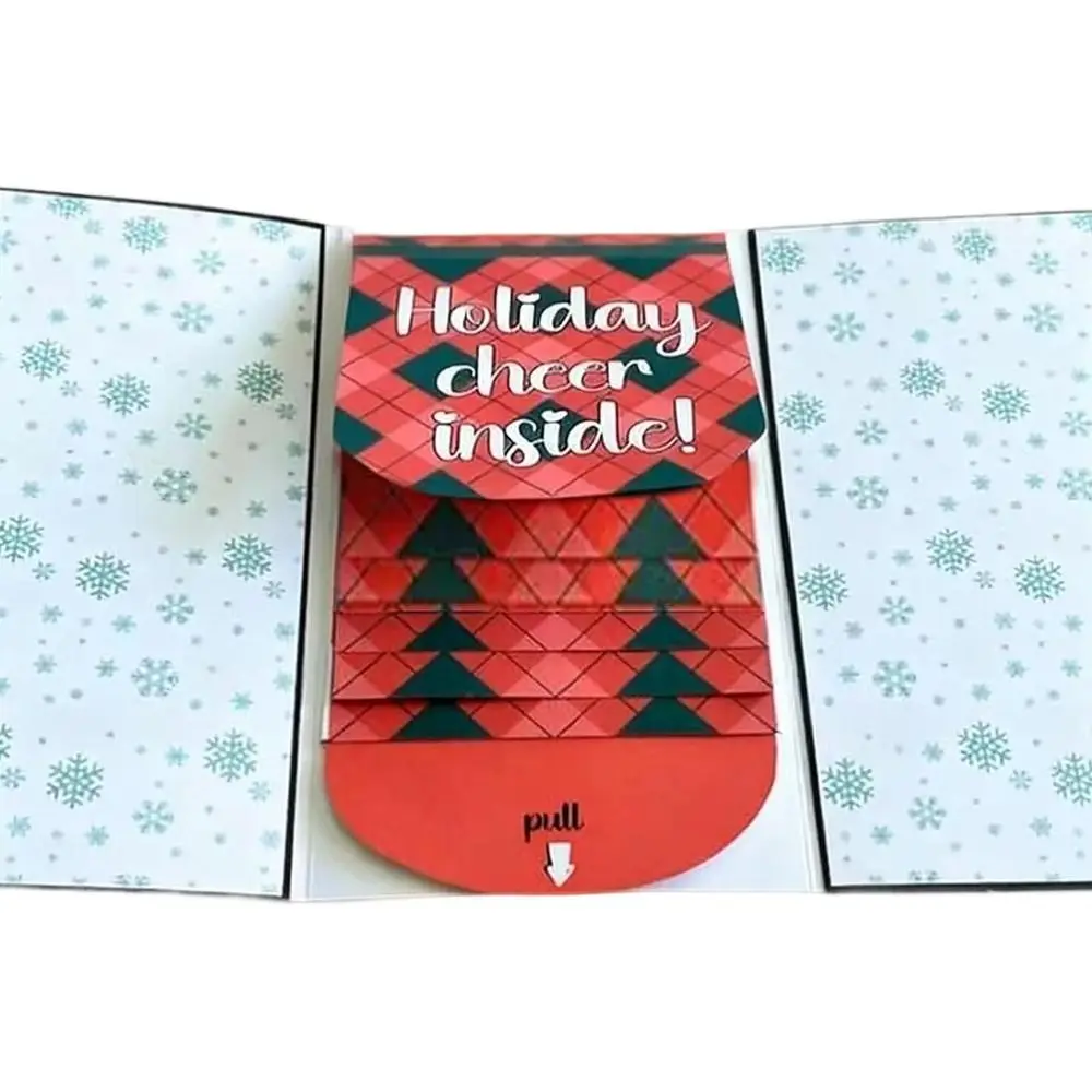 Paper Christmas Gift Card Holder Book with Waterfall Design