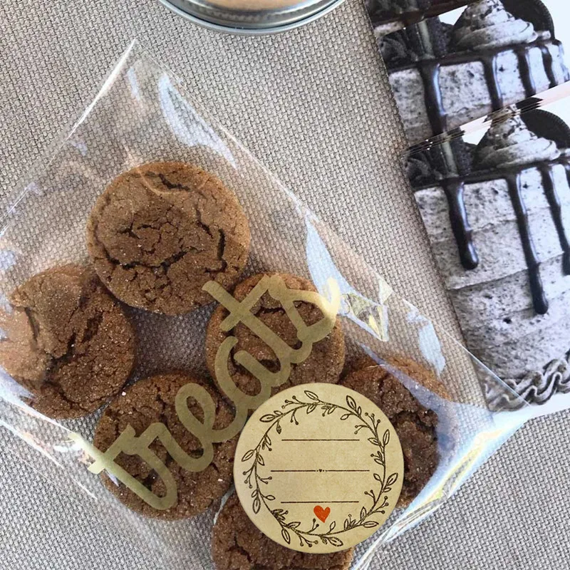 25mm Handwriting Personalized Vintage Floral Label Stickers Packs Business Packaging Wedding Kraft 500Pcs/Roll