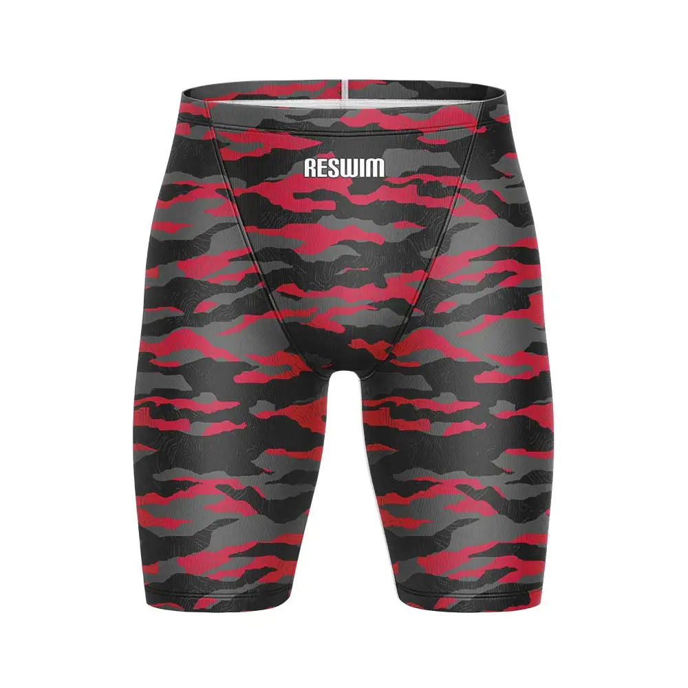 Summer Men's Swim Jammer Shorts Endurance Athletic Training Swimsuit Beach Swimming Trunks Swimwear Jammer GYM Surf Tight Shorts