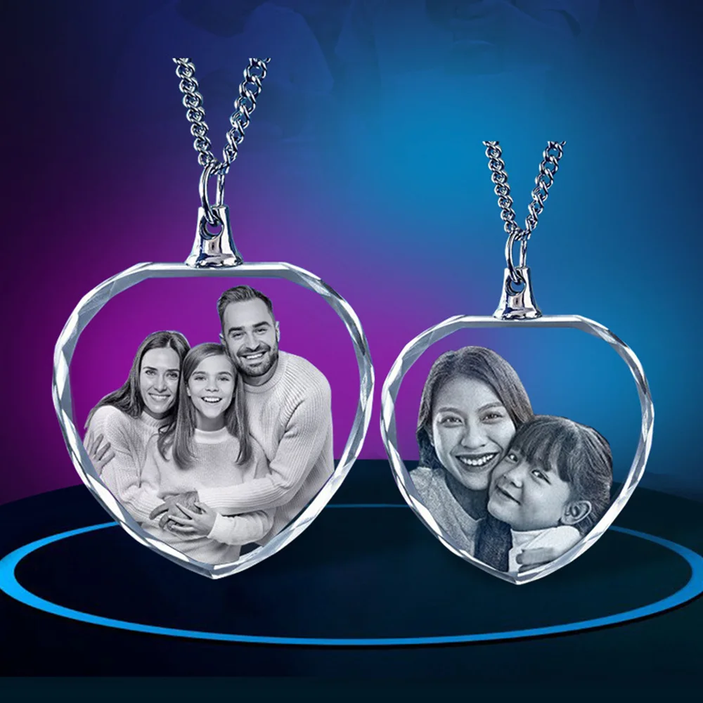 Custom Photo Necklace Heart-Shaped Pendant Custom Laser Engraved Picture Necklace Personalized Necklace Birthday Memories Gift