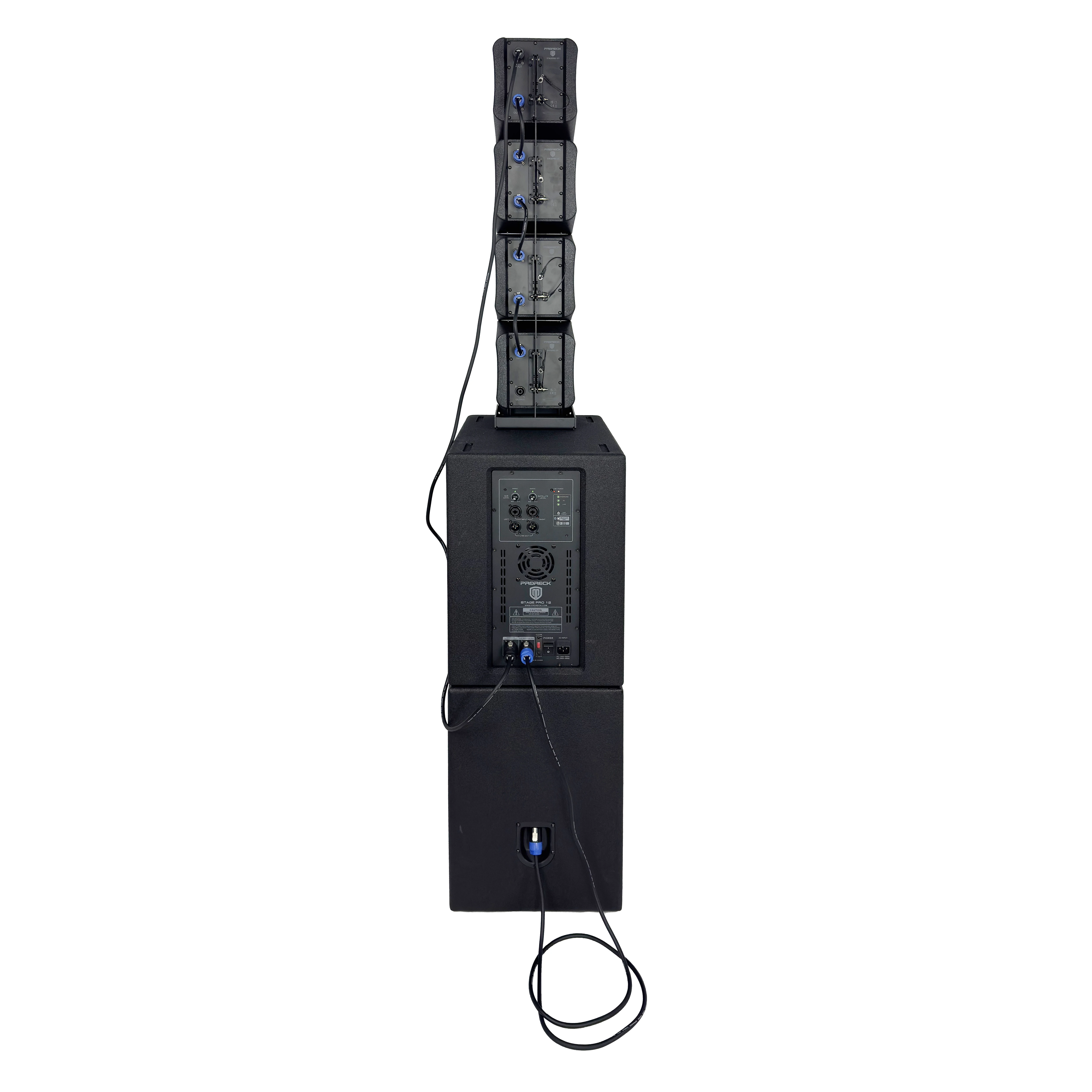 PRORECK Stage Pro 12 8000W Powerful PA Speaker System with 4 Line Array Speakers, Dual 12" Subwoofer, 3 DSP Presets, TWS BT