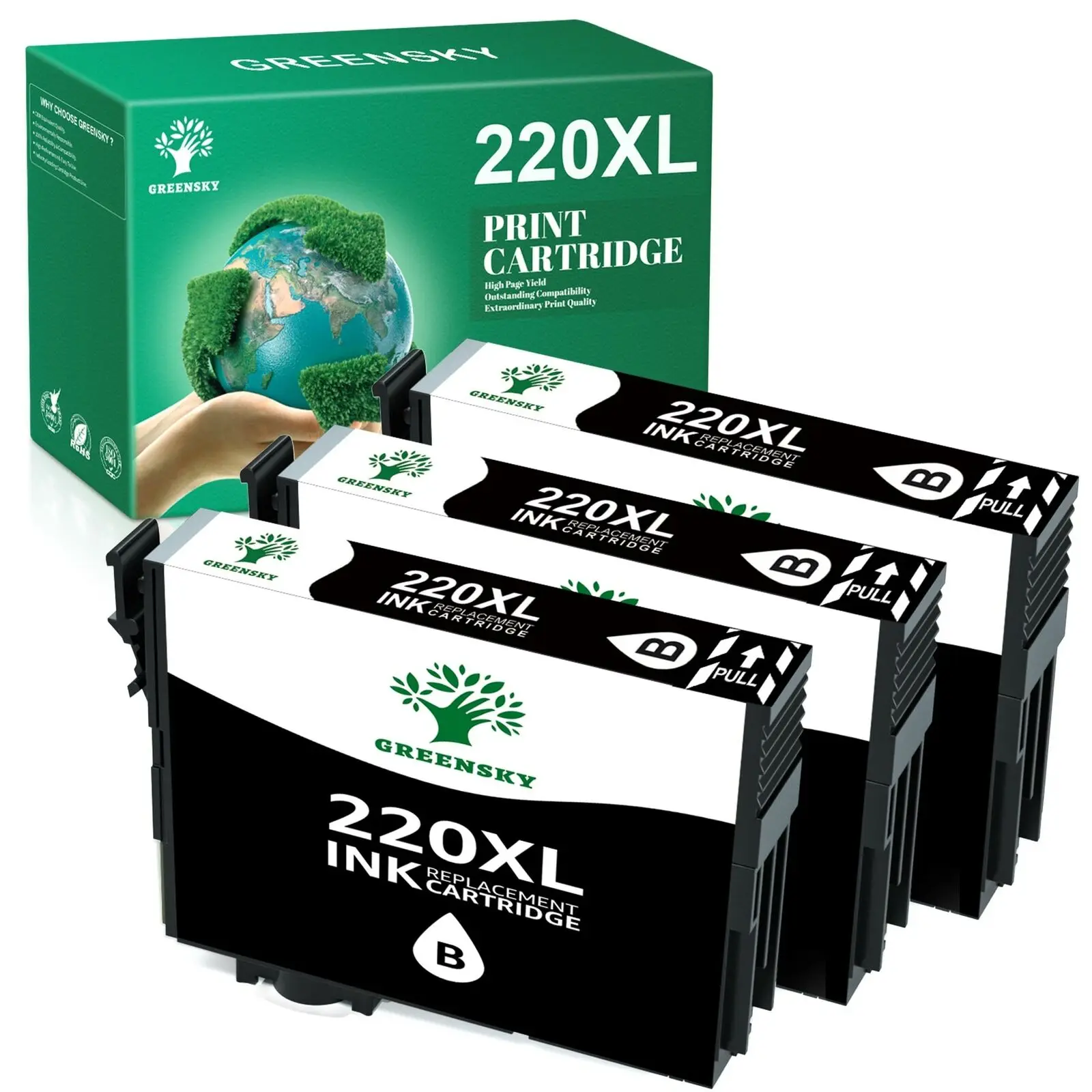 3 PK 220 XL T220XL Black Ink Cartridge for Epson WorkForce WF2650 WF2660 WF2760