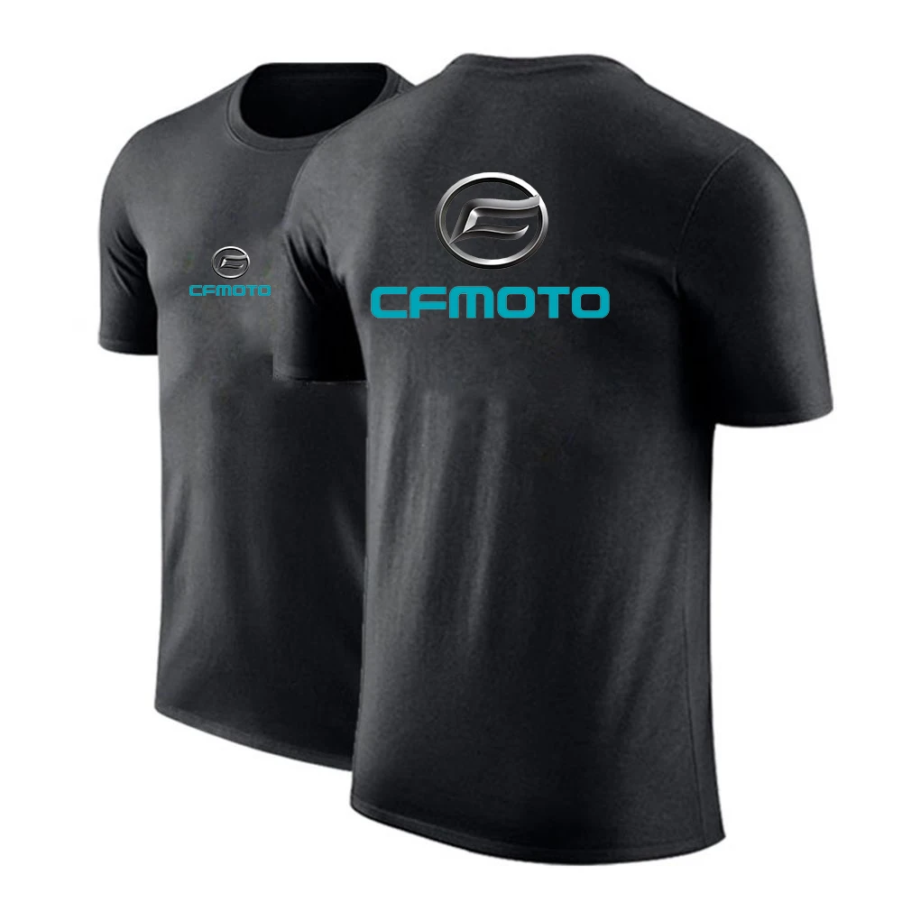2023 New Summer Cfmoto Logo Print Ordinary Round Neck Comfortable Short Sleeve Men's Breathable Loose Casual Solid Color Tee Top