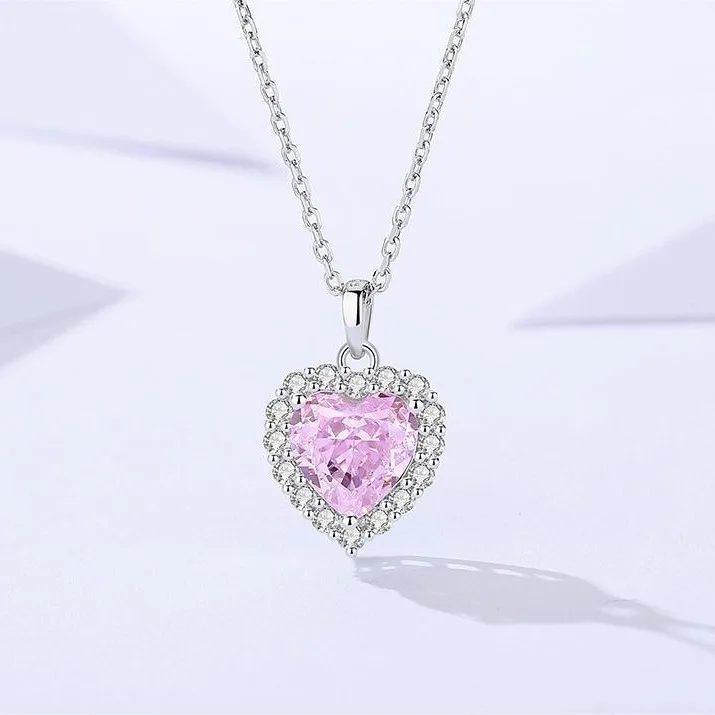 European Heart of the Ocean AAA CZ S925 Sterling Silver Necklace Chain Pendant For Women Birthday Party Gift Jewelry