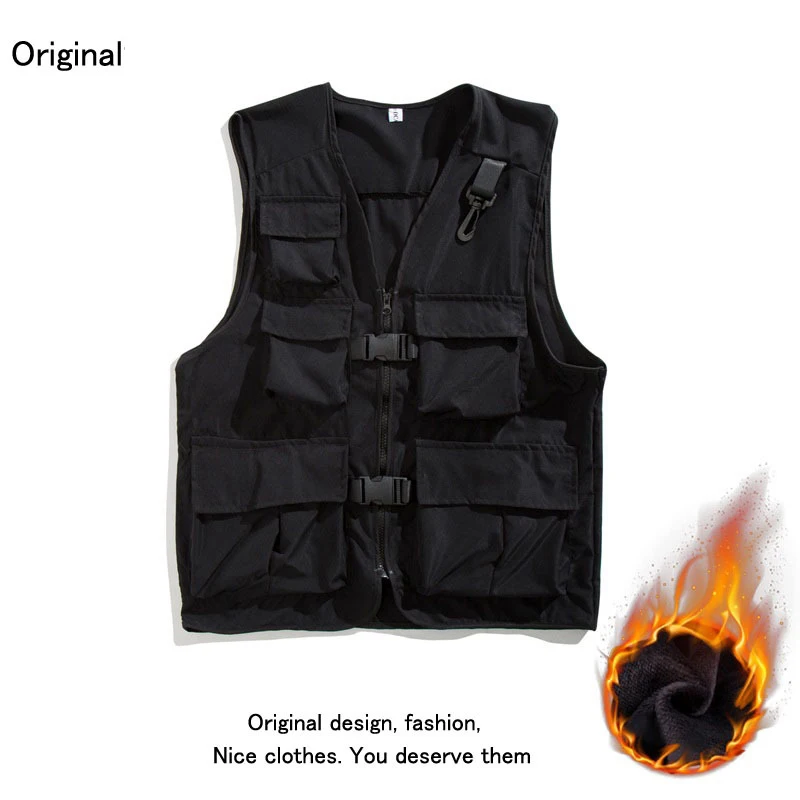 2024 New arrive Men's Casual Multi Pocket Sleeveless Vest Hiking Waterproof Jacket Outdoor Camping Fishing Vest 2