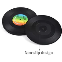 Set of 6 Colorful Retro Vinyl Record Disk Coasters for Drinks Non-Slip Coasters for Coffee Tea Beer Mug Wine Glass Bottle 4