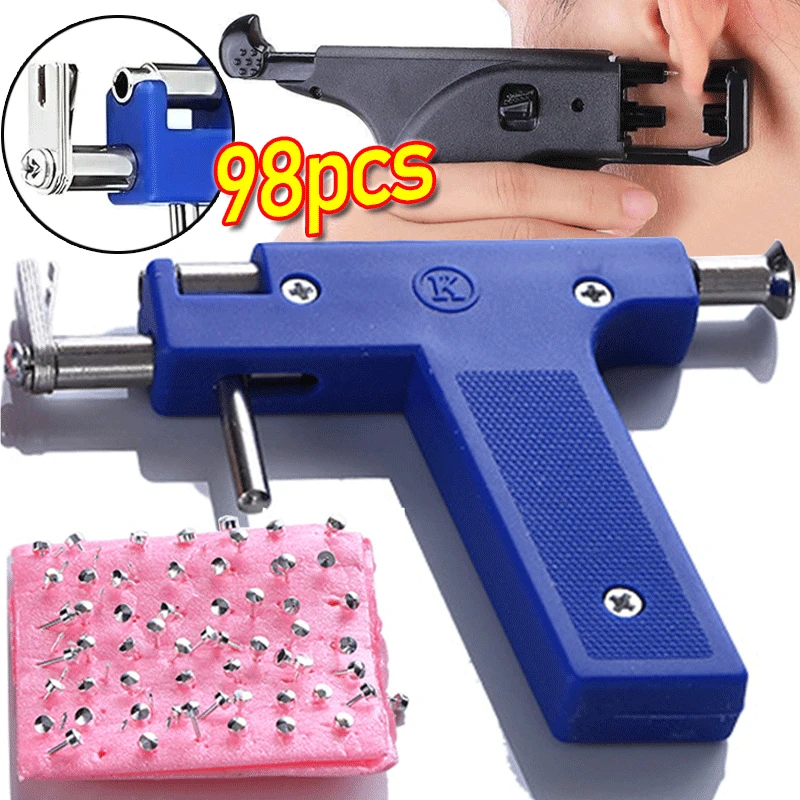 98pcs-Professional-Ear-Body-Nose-Navel-Lips-Tongue-Piercing-Gun-Machine ...