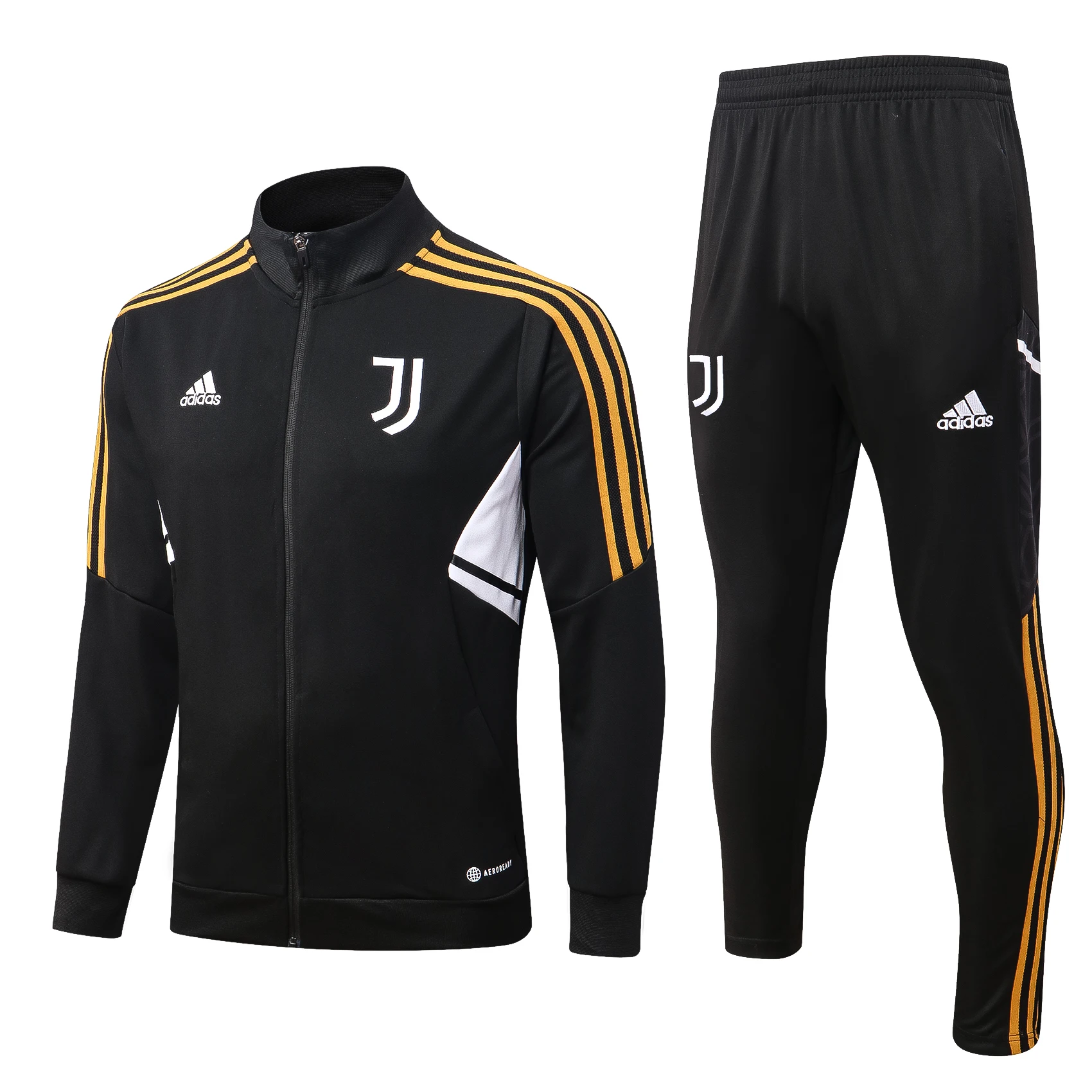 Adidas Soccer Jerseys Men Anti-wrinkle Wear Resistant Full-sleeved Zippered Sportswear Football Training Suit Set Black