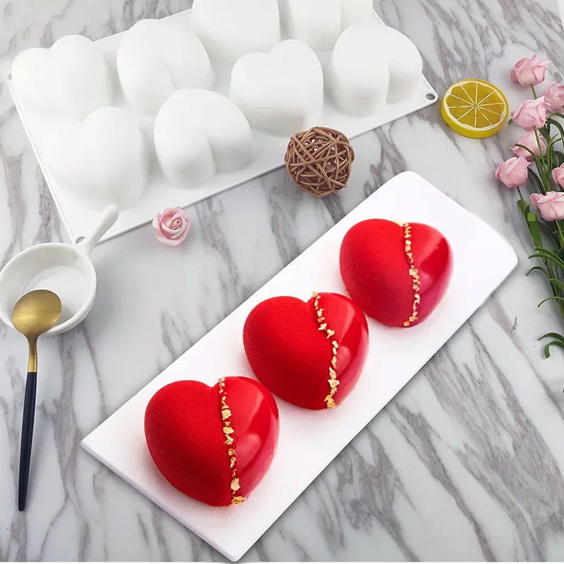 

8 Cavity Love Heart Shape Cake Mold Mousse Ice Cream Chocolate Dessert Jelly Pastry Silicone Mold Decoration Tools