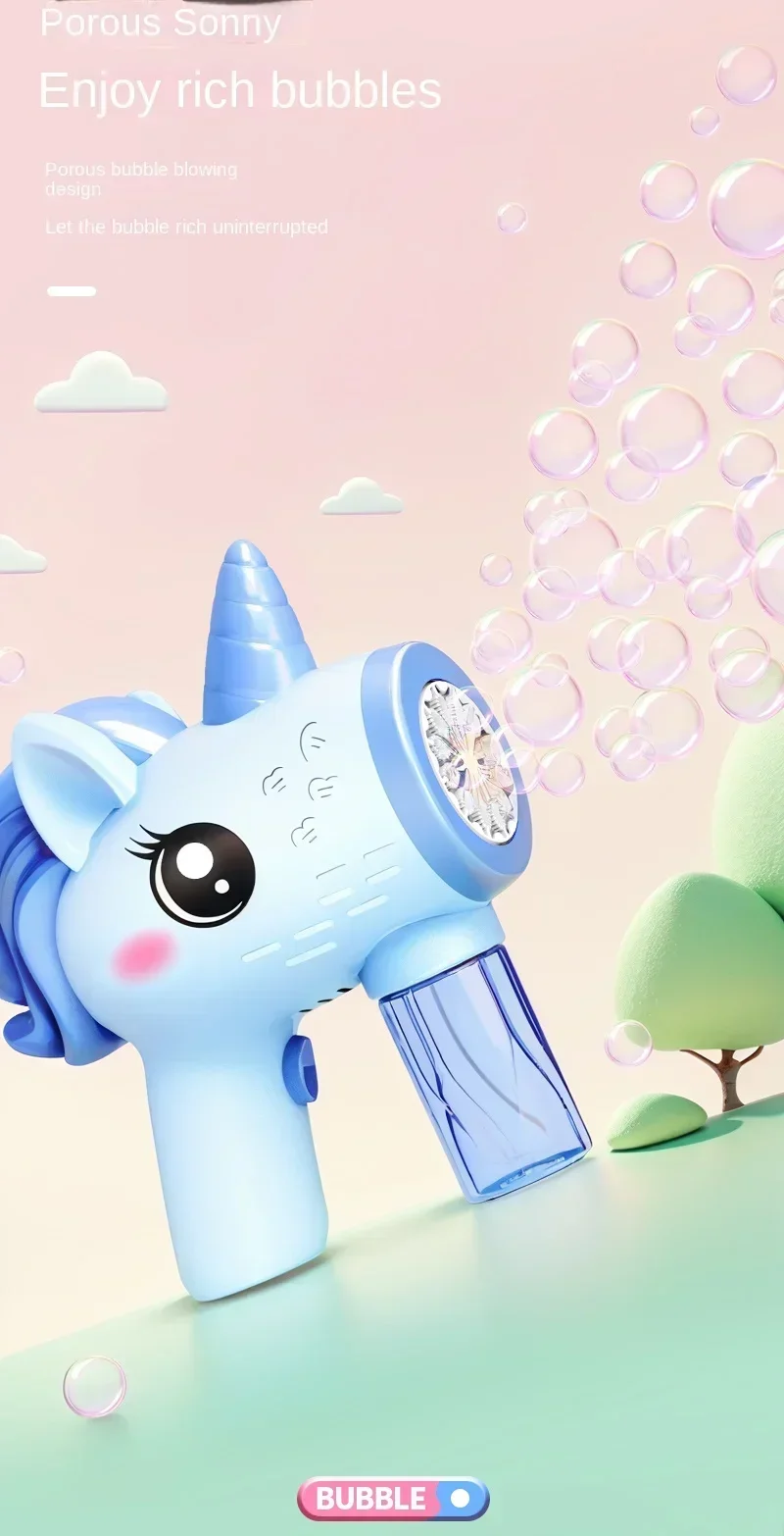 Automatic Unicorn Bubble Machine Soap Blower Outdoor Bubble Gun_voghion.com