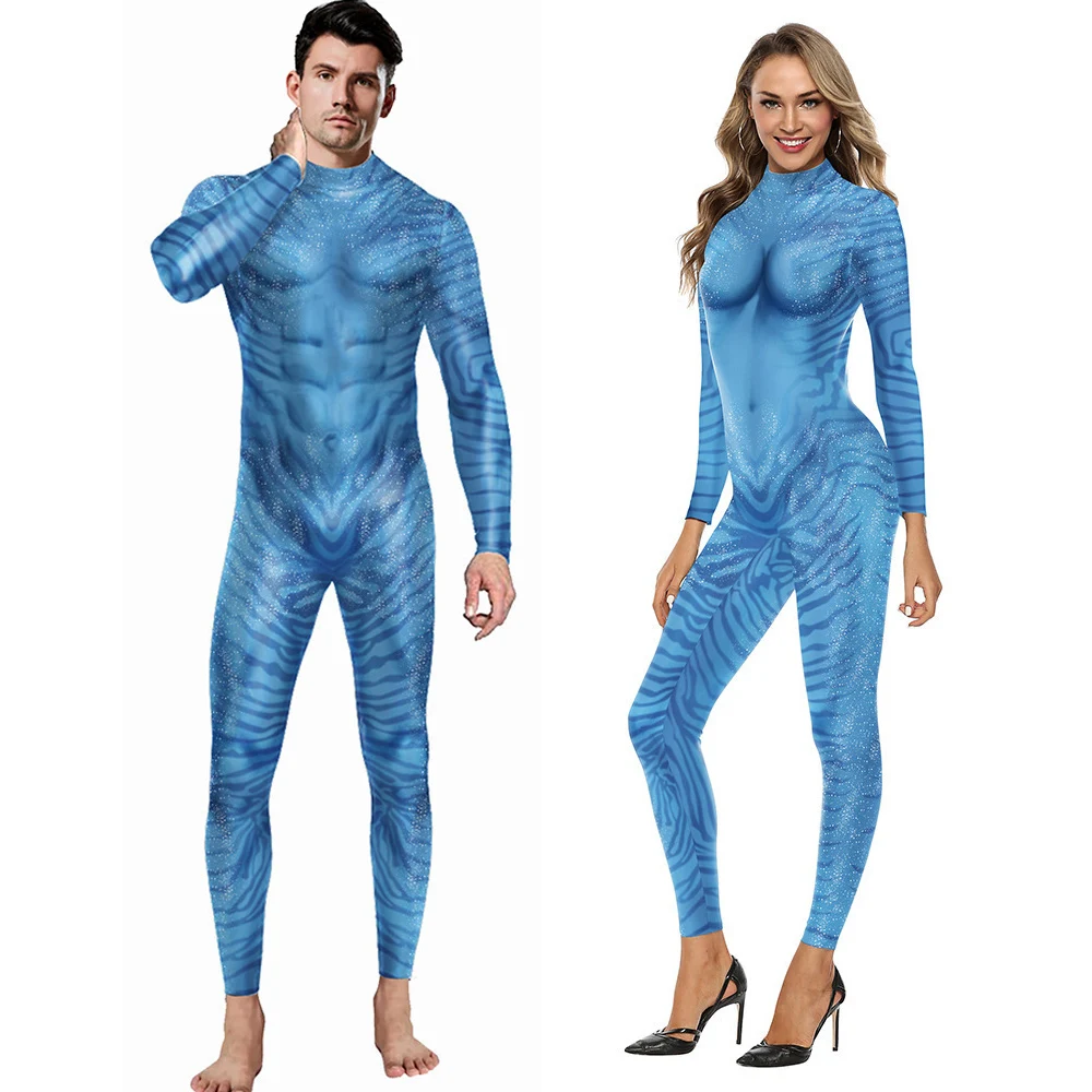 

Anime Avatar 2 Cosplay Costume Movie Jake Sully Neytiri Bodysuit Suit Zentai Jumpsuits Halloween Costumes For Adult Man Women