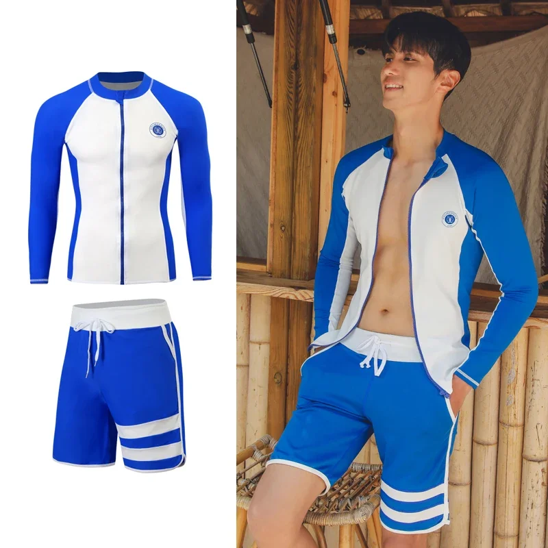 Couple Diving Suit Split Long Sleeve Swimsuit 2026 New Conservative Flat Angle Sports Surfing Large Size Solid Swimsuit