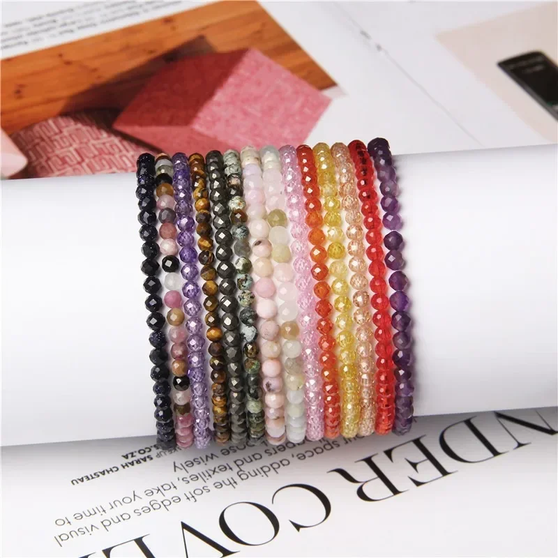 Bracciale Con Perline Di Tormalina Naturale Colorata E Ciondolo Felicità – Elastico, Cristallo Reiki Per Uomo E Donna