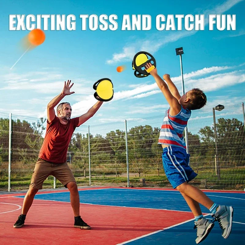 Description Picture 6 of item1-2pcs Table Tennis Multiple People Throwing Catching Toy Outdoor Kids Hand Catching Racket Clip Sports Fitness Beach Games