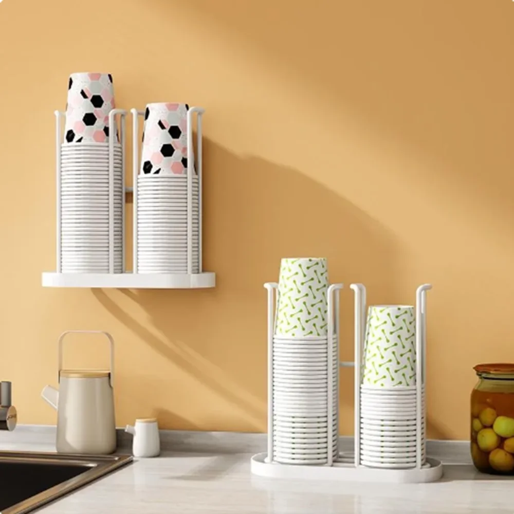 Disposable Cup Holder Storage Rack With Adjustable Table And Wall Mounted Flexible Storage cup storage holder
