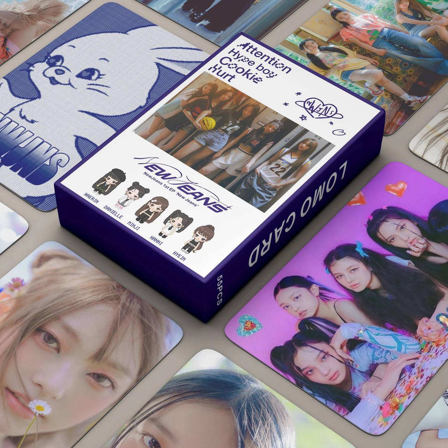 55Pcs/Set Kpop NewJeans Postcards NEW OMG Album Cards Aespa LE SSERAFIM