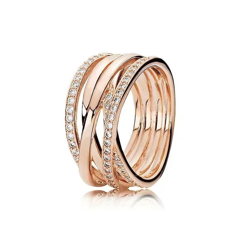 925 Sterling Silver Rose Gold Ring Women's Birthday Jewelry