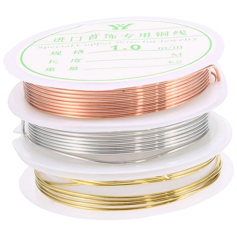 

3 Rolls 18 Gauge Jewelry Copper Craft Wire,Tarnish Resistant Jewelry Beading Wire For Jewelry Making Supplies & Crafting