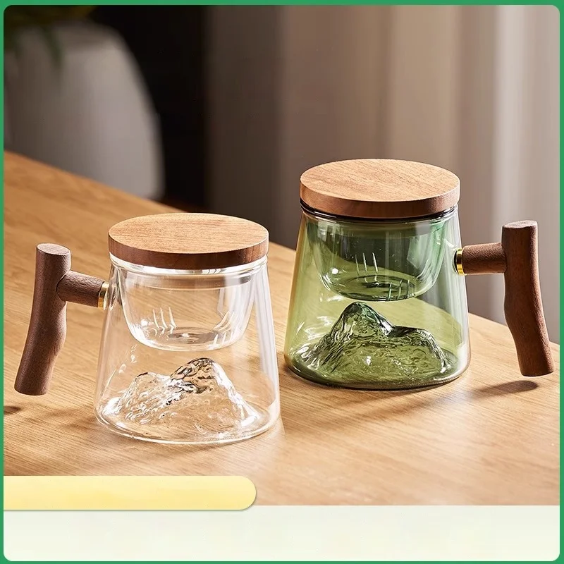 Tea Cup GIANXI 400ml Glass Tea Cup Walnut Anti Scald Handle Thickened High Borosilicate Glass Tea