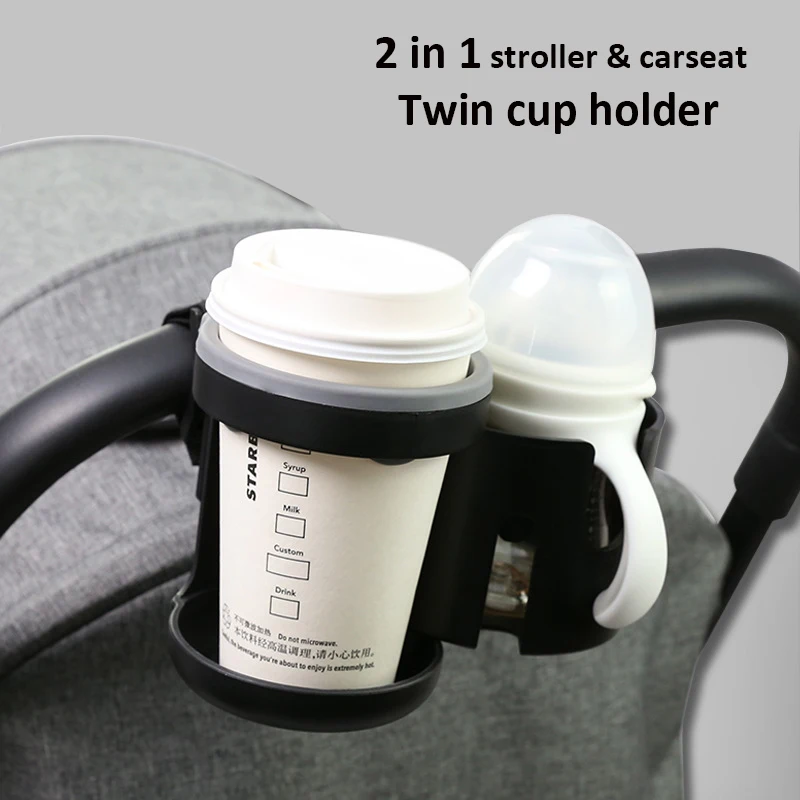 

Universal Stroller cup Holder 2 In 1 Twin pram water milk bottle rack Drinks Stand Carrying Case for Bikes Trolleys Pushchairs