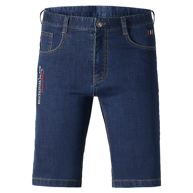 Summer Men's Casual Jeans Shorts Loose Mid Waist Fashion Knee Lenght Denim Short Straight Strecth Jeans Work Wear Big Size 42