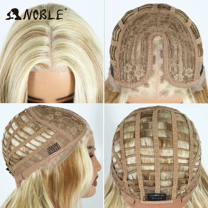 Noble 24Inch Synthetic Lace Front Wig Blonde Ombre Body Wave Hot Sale Fast Shipping Heat Resistant Glueless Wig for Women Daily - Image 6