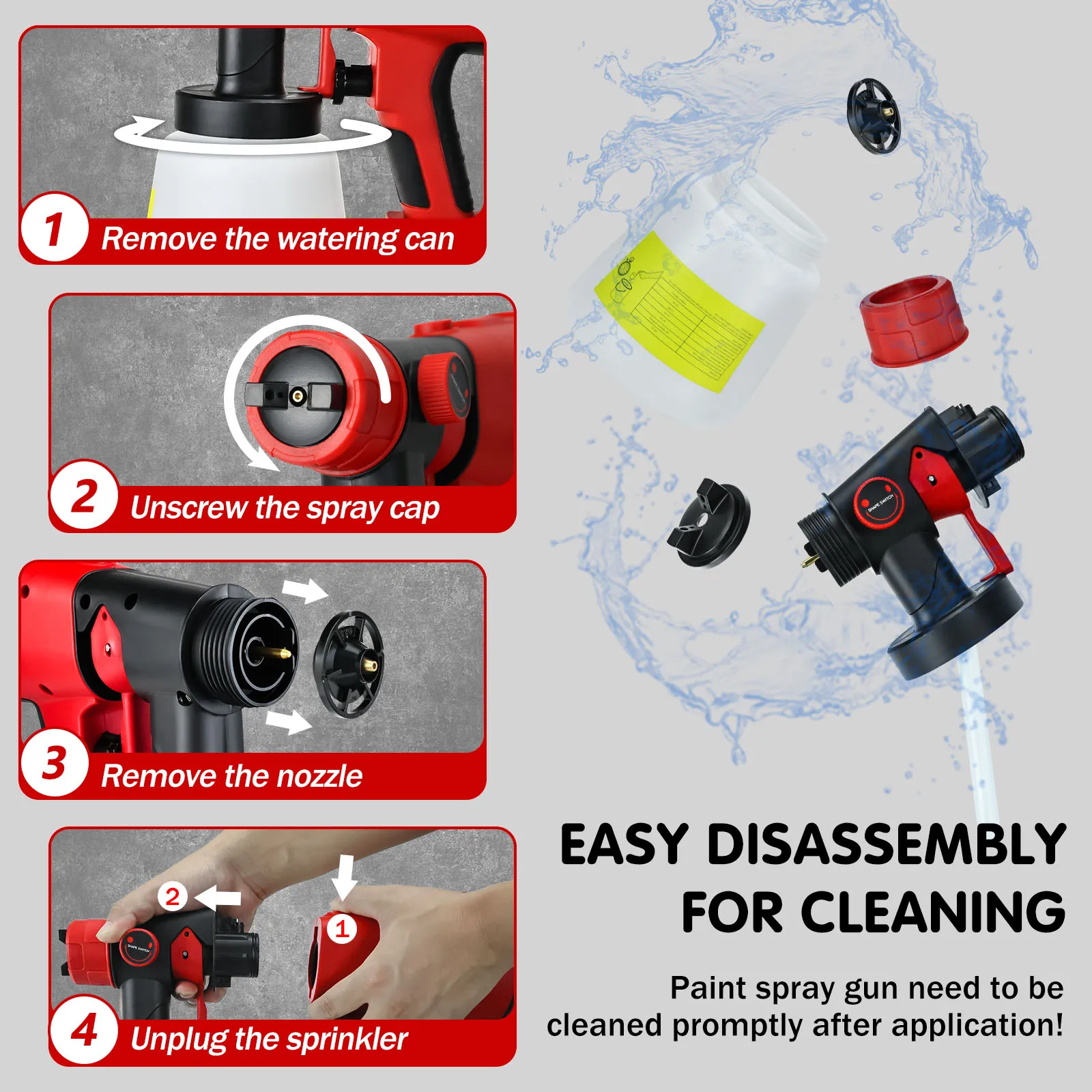 Cordless Paint Sprayer HVLP Electric Spray Paint Gun for Milwaukee 18V Battery