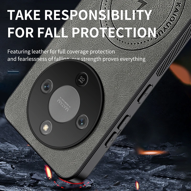 Premium Shockproof Magnetic PU Leather Phone Case - Soft Skin Feel Back Cover