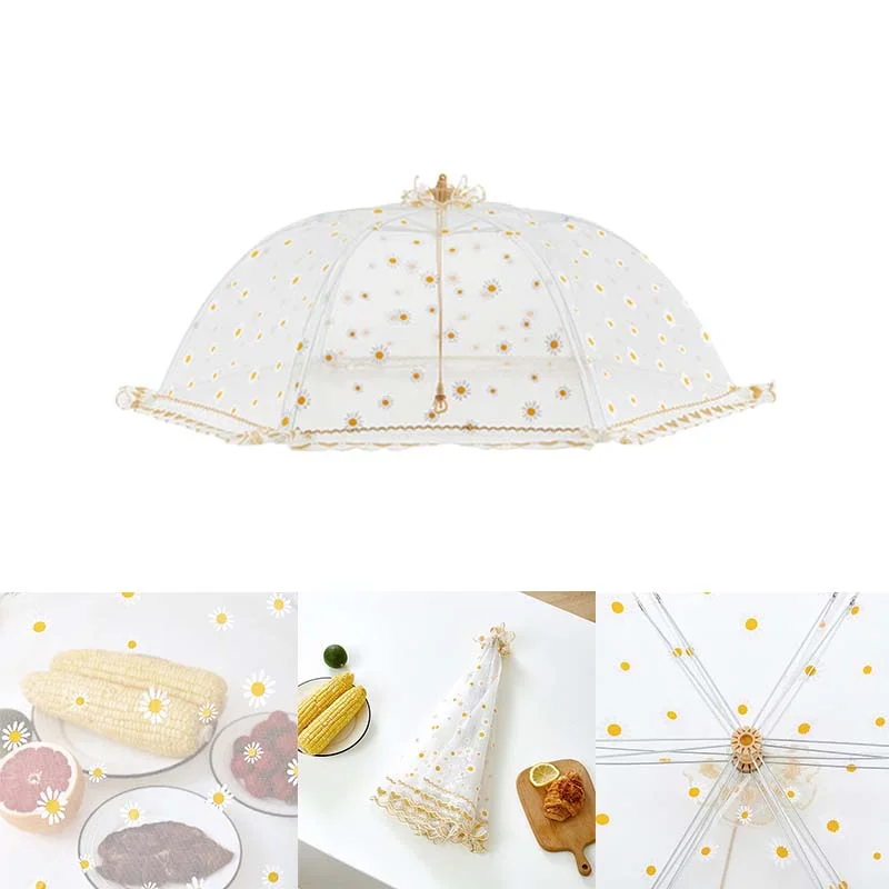 Foldable Large Food Mesh Cover Fly Anti Mosquito Food Covers Umbrella Protect Vegetable Fruit Breathable Cover Kitchen Accessory,food cover