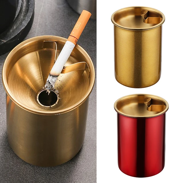 Cendrier de voiture sans fumée avec couvercle, support de cendres pour  fumeurs, en acier inoxydable, anti-odeur, cadeau pour homme - AliExpress