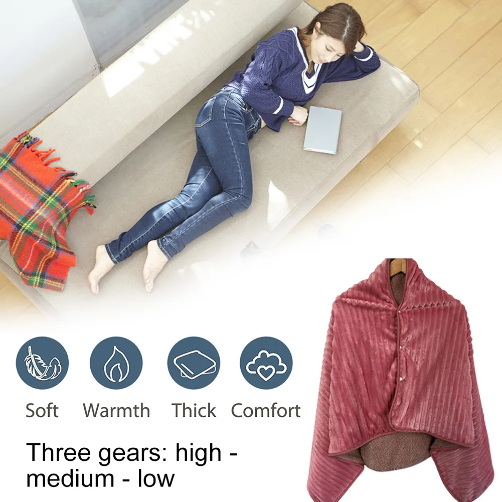 Warm Shawl Heating Blanket 3 Heat Settings Electric Warm Shawl Multifunctional Soft Cold Protection Home Office Back Knee Warmer