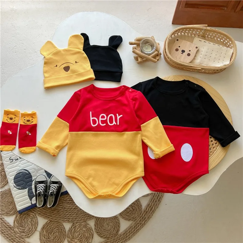 Winnie The Pooh Disney Bear Baby Bodysuit Newborn Long Sleeve Romper Toddler Boys Girls Jumpsuit Clothes K3529 3