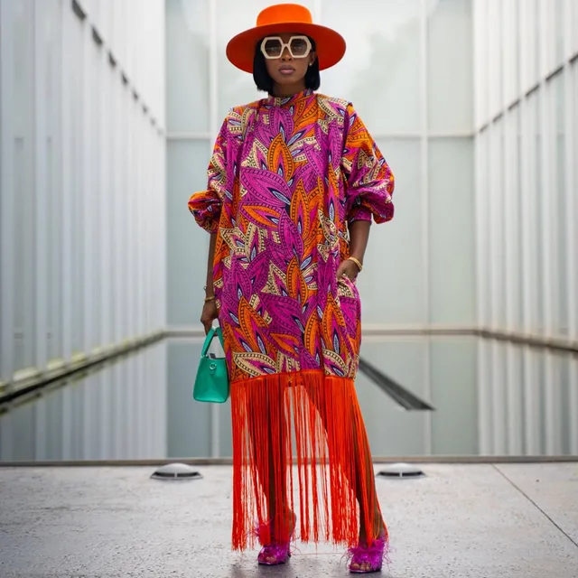 Chiamaka Long Sleeve Boubou Dashiki Maxi Dress