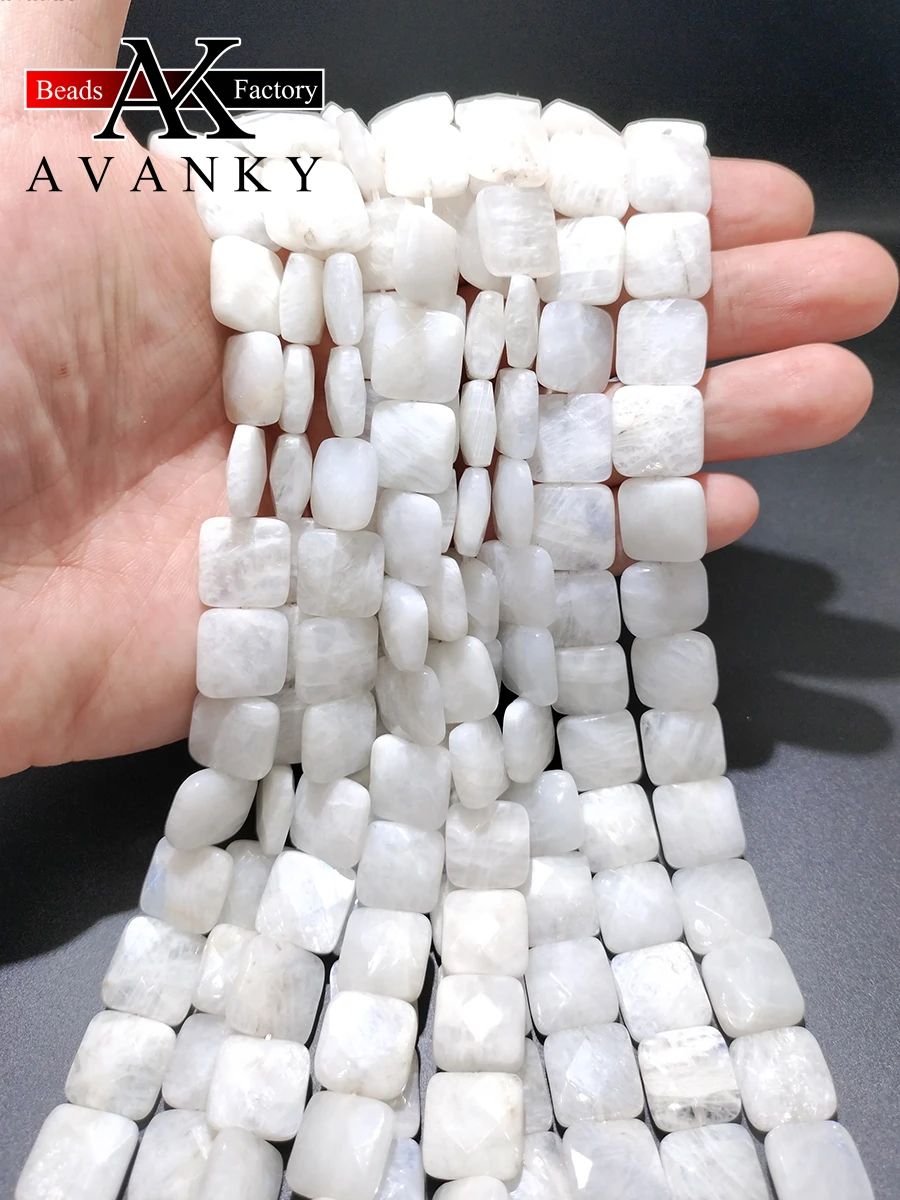 Natural Stone Blue Moonstone Beads Faceted Square Shape Loose For Jewelry  Making DIY Necklace Bracelet Accessories 15'' 14mm - AliExpress