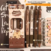 4Pcs Cute Cartoon Capybara Pressing Neutral Pen School Supplies Aesthetic Stationery Kawaii Gel Pens Quick Drying 0.5mm Pen 2