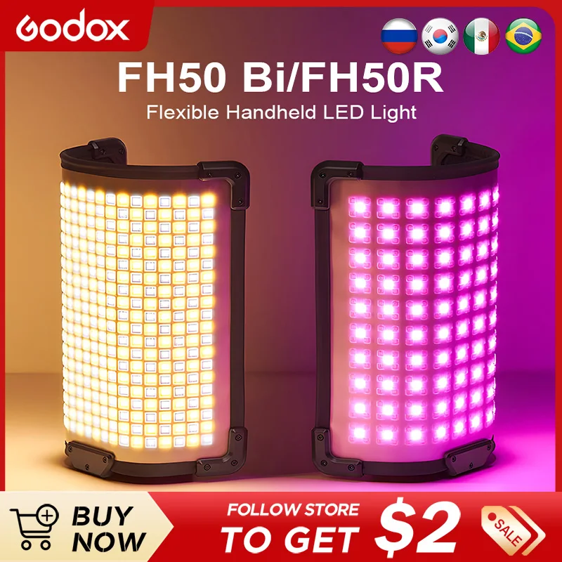 Godox Fh50bi Fh50r Handheld Flexível Led Luz Full Color Luzes de Preenchimento 2.4g Controle sem Fio Bendable Câmera Light