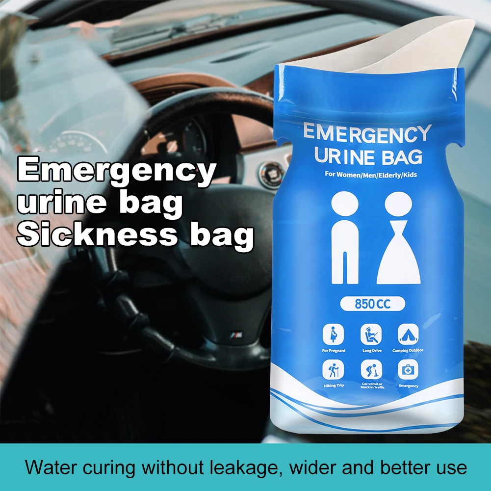 Disposable Urinal Bag Outdoor Emergency Urinate Bags Leakproof Portable Urine Bag 850ml Emergency Pee/Wee Bags for Traffic Jams