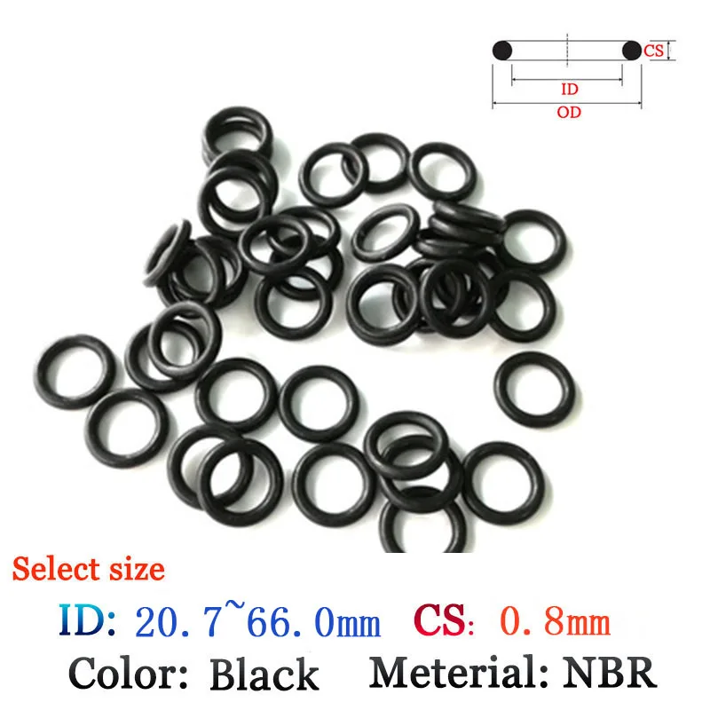 CS0.8 ID20.7-66.0mm 불소 ubber O-링 와셔 씰 플라스틱 가스켓 실리콘 링 필름 오일 및 워터 씰 가스켓 NBR 재료