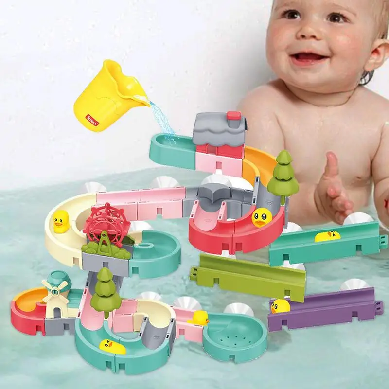 Baby Bath Toys DIY Assembling Track Bathroom Bathtub Kids Play Water Toy Set Duck Slide Toy For Children Toddler accessories 2