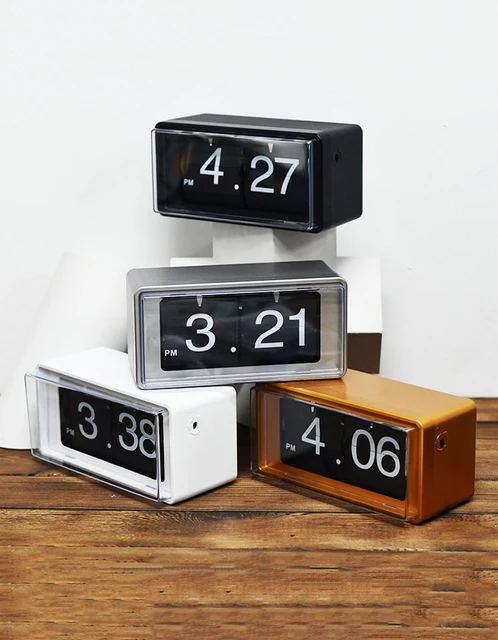 Horloge Flip Rétro - Mécanisme à Quartz Silencieux - Design Bureau Noir - Cadeau Original