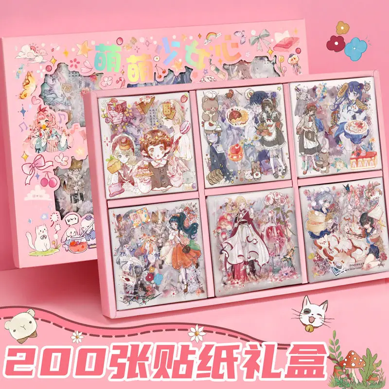 

200pcs/Bag Lovely Girl Sweetmeats Waterproof Stickers Set Die Cut For DIY Scrapbooking Card Making Phone Case Gift Box